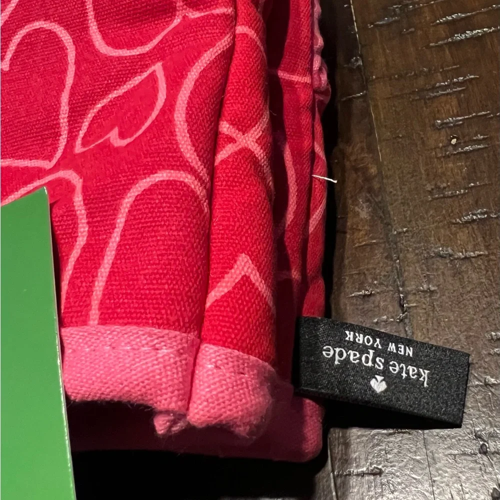 Kate Spade New York Red and Pink Heart Kitchen Towels and Mini Mitts